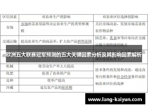 欧洲五大联赛冠军预测的五大关键因素分析及其影响因素解析